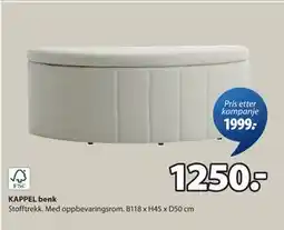 JYSK KAPPEL benk, NOK 1250 tilbud