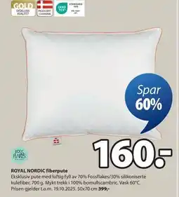 JYSK ROYAL NORDIC fiberpute., NOK 160 tilbud