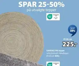 JYSK SANDELTRE teppe, NOK 225 tilbud