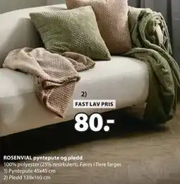 JYSK Pledd 130x160 cm, NOK 80 tilbud