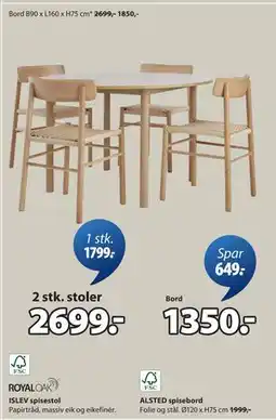 JYSK ISLEV spisestol, NOK 2699 tilbud