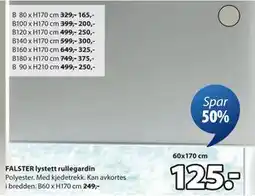JYSK FALSTER lystett rullegardin tilbud