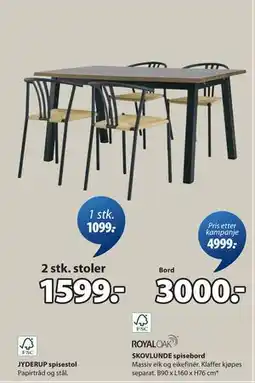 JYSK JYDERUP spisestol, NOK 1599 tilbud