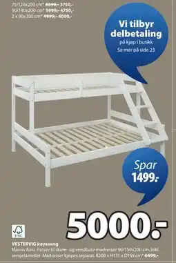 JYSK VESTERVIG køyeseng, NOK 5000 tilbud