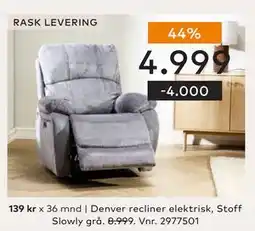 Skeidar Denver recliner elektrisk, NOK 4999 tilbud