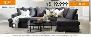 Skeidar Boston U-sofa, NOK 19999 tilbud