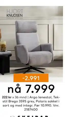 Skeidar Argo lenestol, NOK 7999 tilbud
