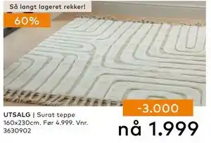 Skeidar Surat teppe, NOK 1999 tilbud
