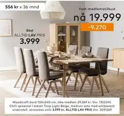 Skeidar Chilli spisestol, NOK 3999 tilbud