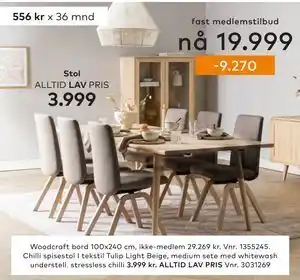 Skeidar Chilli spisestol, NOK 3999 tilbud