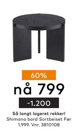 Skeidar Shimana bord, NOK 799 tilbud