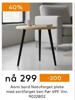 Skeidar Aomi bord, NOK 299 tilbud