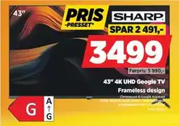 POWER 43 4K UHD Google TV, NOK 3499 tilbud