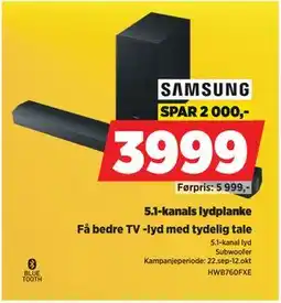 POWER 5.1-kanals lydplanke, NOK 3999 tilbud