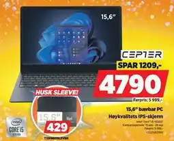 POWER 15,6 bærbar PC, NOK 4790 tilbud