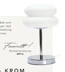 Skeidar Michela bordlampe, NOK 499 tilbud