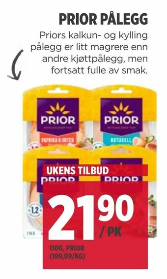 Meny Prior pålegg tilbud