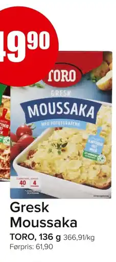 Eurospar TORO Gresk moussaka tilbud