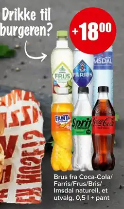 Eurospar Brus fra coca-cola/ farris/frus/bris/ imsdal naturell, et utvalg tilbud