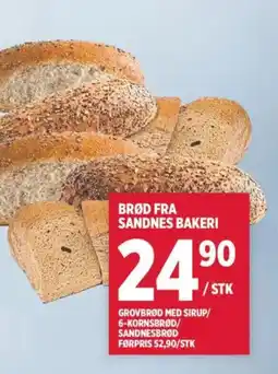 Meny Brød fra sandnes bakeri tilbud