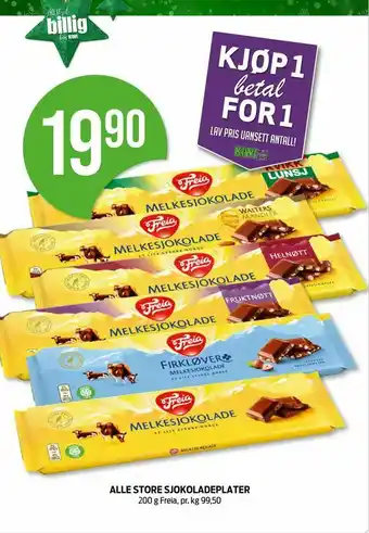 Kiwi Alle store sjokoladeplater tilbud