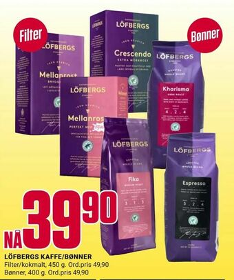 Europris Löfbergs kaffe/bønner tilbud