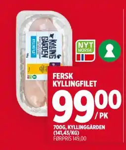 Meny FERSK KYLLINGFILET, NOK 99 tilbud