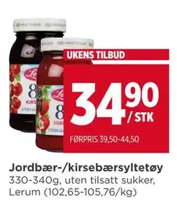 Meny Jordbær-/kirsebærsyltetøy, NOK 34.9 tilbud