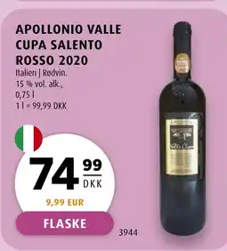 Scandinavian Park Apollonio valle cupa salento rosso 2020 tilbud