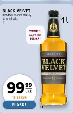 Scandinavian Park Black velvet blended canadian whisky, 40% vol. alk., 1| tilbud