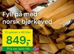 Felleskjøpet norsk bjørkeved, NOK 849 tilbud