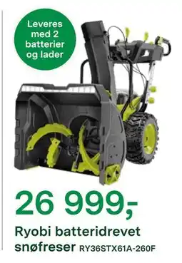 Felleskjøpet Ryobi batteridrevet snøfreser, NOK 26999 tilbud