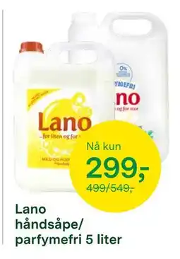 Felleskjøpet Lano håndsåpe/ parfymefri 5 liter, NOK 299 tilbud