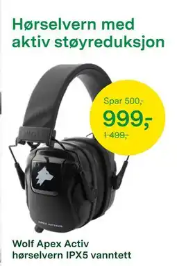 Felleskjøpet Wolf Apex Activ hørselvern IPX5 vanntett, NOK 999 tilbud