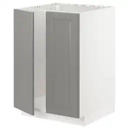 IKEA Metod Benkeskap for oppvaskkum + 2 dører, hvit/bodbyn grå, 60x60 cm tilbud