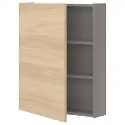 IKEA Enhet Veggskap med 2 hyller/dør, grå/eikemønstret, 60x17x75 cm tilbud