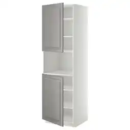 IKEA Metod Høyskap f mikro m 2 dører/hyller, hvit/bodbyn grå, 60x60x200 cm tilbud