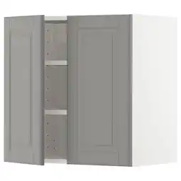 IKEA Metod Veggskap m hyller/2 dører, hvit/bodbyn grå, 60x60 cm tilbud