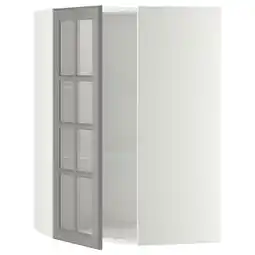 IKEA Metod Vegghjørneskap m hyller/vitrinedør, hvit/bodbyn grå, 68x100 cm tilbud