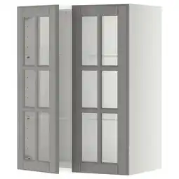 IKEA Metod Veggskap m hyller/2 vitrinedører, hvit/bodbyn grå, 60x80 cm tilbud