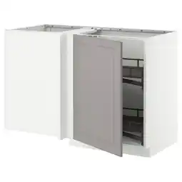 IKEA Metod Benkehjørneskap m uttrekkbar innred, hvit/bodbyn grå, 128x68 cm tilbud