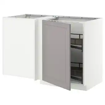 IKEA Metod Benkehjørneskap m uttrekkbar innred, hvit/bodbyn grå, 128x68 cm tilbud