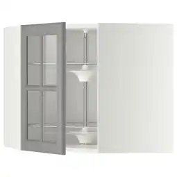 IKEA Metod Vegghjørneskap m karusell/vitrined, hvit/bodbyn grå, 68x60 cm tilbud