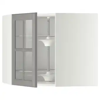 IKEA Metod Vegghjørneskap m karusell/vitrined, hvit/bodbyn grå, 68x60 cm tilbud