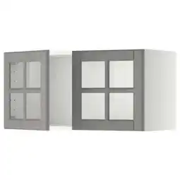 IKEA Metod Veggskap med 2 vitrinedører, hvit/bodbyn grå, 80x40 cm tilbud