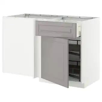 IKEA Metod / maximera Benkehjørneskap med skuff, uttrekk, hvit/bodbyn grå, 128x68 cm tilbud