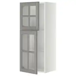 IKEA Metod Veggskap m hyller/2 vitrinedører, hvit/bodbyn grå, 40x100 cm tilbud