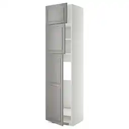IKEA Metod Høyskap f kjøleskap m 3 dører, hvit/bodbyn grå, 60x60x240 cm tilbud
