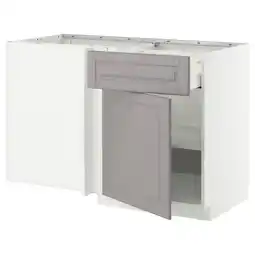 IKEA Metod / maximera Hjørnebenkeskap med skuff og hylle, hvit/bodbyn grå, 128x68 cm tilbud
