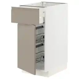 IKEA Metod / maximera Benkeskap m trådkurv/skuff/dør, hvit/upplöv matt mørk beige, 40x60 cm tilbud